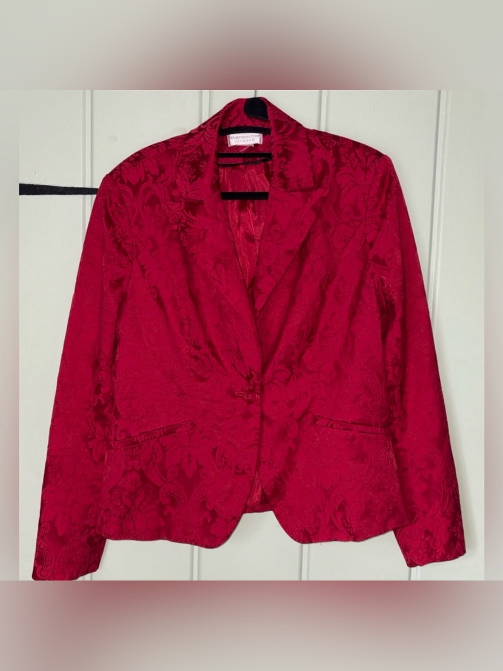 Vintage Brocade Worthington Red Jacquard Blazer - Women's Jacket M/L